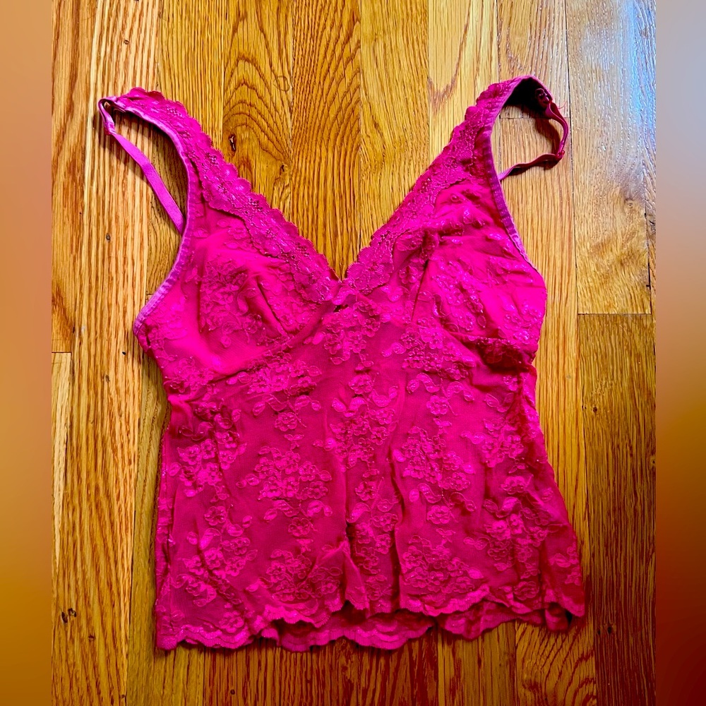 Pink lace tank top